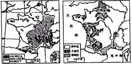 读法国地图,完成练习.