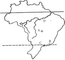 读巴西轮廓图,分析回答
